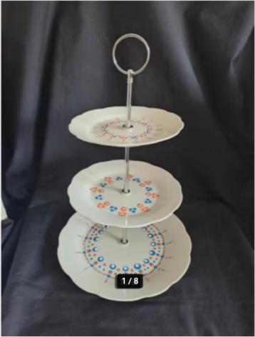 Vintage 3 Tier Nibbles / Cake Plate Retro psychedelic art 15 beschikbaar voor biedingen