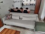 3 tot 4 persoons bank licht grijs, Ophalen, Gebruikt, 75 tot 100 cm, Stof