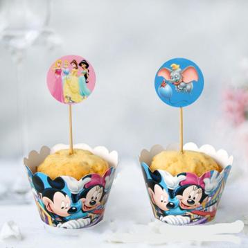 Fantastisch mooie DISNEY Cupcakehouders & Toppers pak/24 st beschikbaar voor biedingen