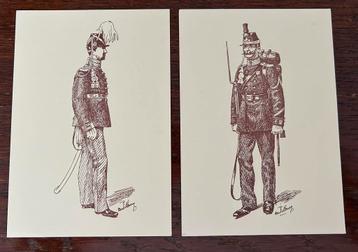 Ansichtkaarten militairen getekend door P van Tilburg beschikbaar voor biedingen