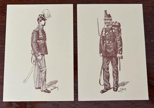 Ansichtkaarten militairen getekend door P van Tilburg, Antiek en Kunst, Kunst | Tekeningen en Foto's, Ophalen of Verzenden