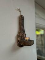 Wand kandelaar van hergebruikt hout sober sleets india, Ophalen of Verzenden