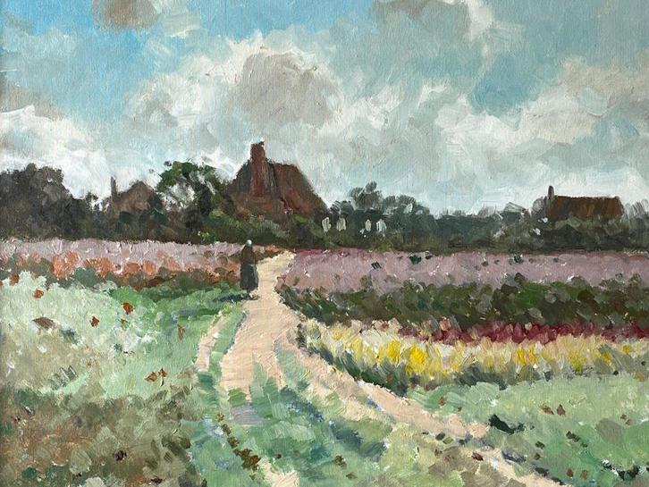 Joop van Leeuwen, Hollandse bollenvelden, Antiek en Kunst, Kunst | Schilderijen | Klassiek, Ophalen