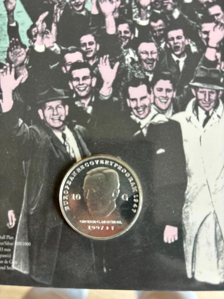10 gulden 1997 - Herdenkingsmunt 50 jaar Marshallplan, Postzegels en Munten, Munten | Nederland, Setje, 10 gulden, Koningin Beatrix