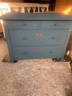 Brocante grenen ladekast in deens blauw, Antiek en Kunst, Ophalen