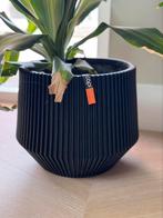 Drie zwarte ribbel Capi potten, Tuin en Terras, Bloempotten, Kunststof, Rond, Binnen, Ophalen of Verzenden