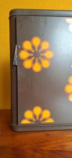 Vintage Brabantia metalen kastje, bruin met bloemmotief, Gebruikt, Vintage, Ophalen of Verzenden, Nvt