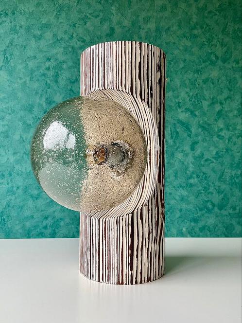Vintage 70’s Temde Leuchten Boomstam-Wandlamp / Tafellamp, Huis en Inrichting, Lampen | Wandlampen, Gebruikt, Glas, Hout, Ophalen of Verzenden
