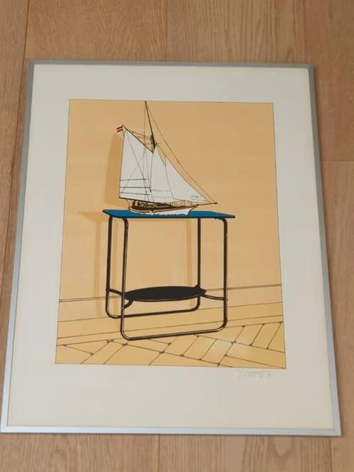 Zeefdruk Hans Wap genaamd - De Zeiltafel AH Dagelijks leven., Antiek en Kunst, Kunst | Litho's en Zeefdrukken, Ophalen