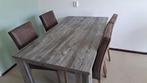 Eettafel met 4 stoelen, Huis en Inrichting, Tafels | Eettafels, Ophalen, Gebruikt, 50 tot 100 cm, Vijf personen of meer