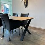 Nieuwe eikenhouten tafel – 2m met zwarte X-poten, Verzenden, ., Eikenhout, 50 tot 100 cm
