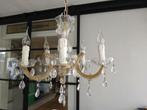 Mooie 5 arms kroonluchter, Huis en Inrichting, Lampen | Kroonluchters, Ophalen, Gebruikt, Glas, Romantisch, Vintage