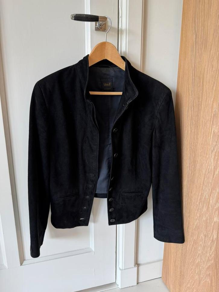 Pauw Amsterdam suède jasje – 100% geitenleer – maat 2 (36), Kleding | Dames, Jasjes, Kostuums en Pakken, Zo goed als nieuw, Maat 36 (S)