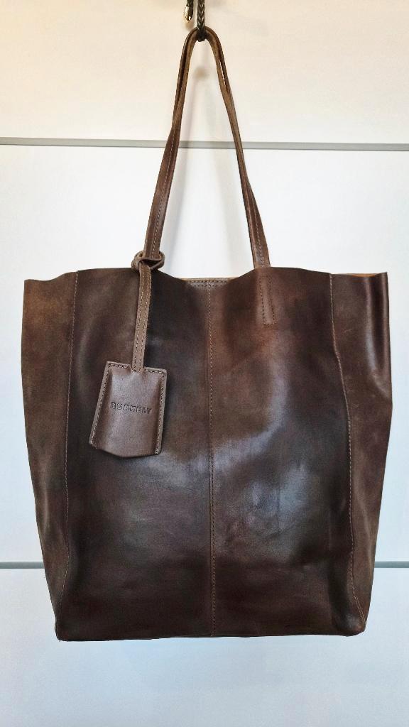 Burkely Leren Shopper / Schoudertas - Donkerbruin, Sieraden, Tassen en Uiterlijk, Tassen | Schoudertassen, Zo goed als nieuw, Overige merken