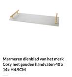 Marmere dienblad met gouden handvaten, Ophalen of Verzenden, Nieuw, Metaal