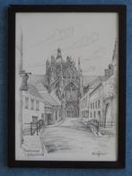 Boerenmouw Den Bosch - Ingelijste pentekening Schiffeleers, Ophalen of Verzenden