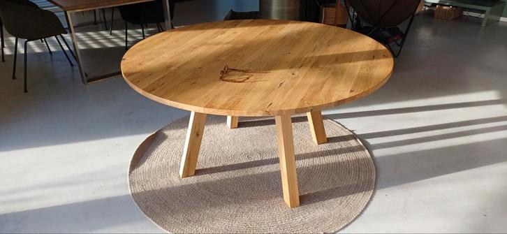 Massief houten ronde tafel - 150cm - Wehkamp, Huis en Inrichting, Tafels | Eettafels, Ophalen