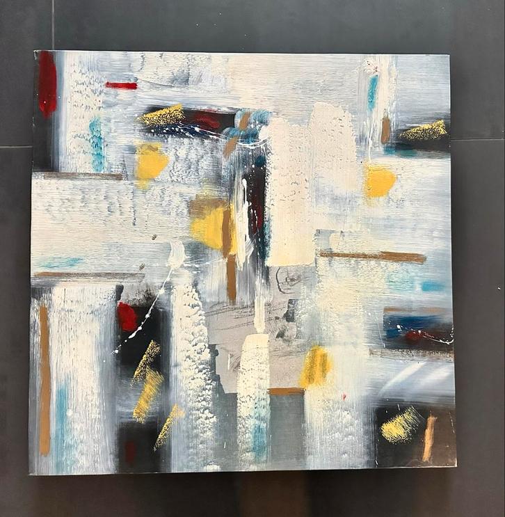 Modern Abstract Schilderij 60x60cm, Antiek en Kunst, Kunst | Schilderijen | Abstract, Ophalen