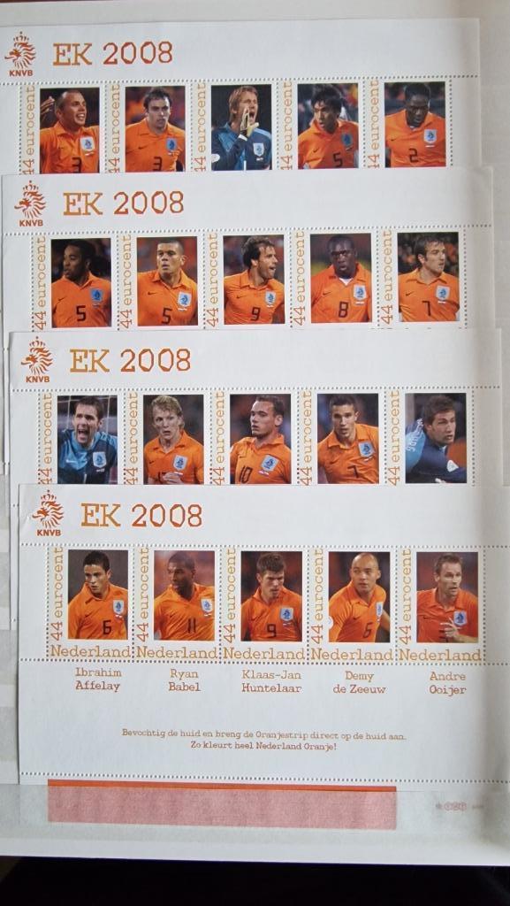 4 vellen Persoonlijke zegels KNVB EK Voetbal 2008. Postfris., Postzegels en Munten, Postzegels | Nederland, Postfris, Na 1940