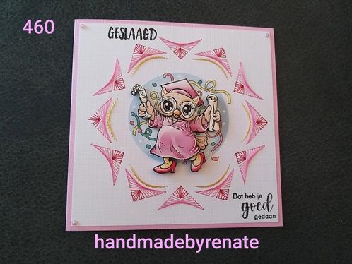 Nr. 460 Handgemaakte geborduurde wenskaart geslaagd!, Hobby en Vrije tijd, Kaarten | Zelf maken, Nieuw, Blanco kaart of Basiskaart
