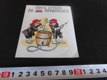 sticker strip UNOX bierworstjes  Brandweer beschikbaar voor biedingen