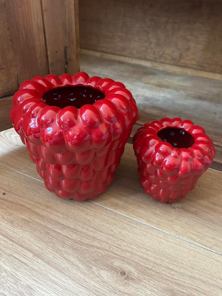 Frambozen vazen, Ophalen, Overige kleuren, Aardewerk of Porselein, Zo goed als nieuw