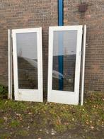 Hardhouten openslaande set buitendeuren incl dubbel glas etc, Deurkozijn, Zo goed als nieuw, 150 tot 225 cm, Hout