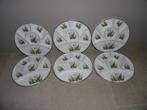 6x Vintage fonduebord met kruiden gedecoreerd + 3 sausbakjes, Gebruikt, Ophalen of Verzenden, Bord(en), Overige stijlen