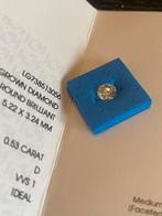 Diamant 0,53 ct, VVS1, D kleur, Ronde Briljant, Ophalen of Verzenden, Nieuw