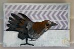 Nieuwsgierige vogel mixed media, Antiek en Kunst, Ophalen of Verzenden