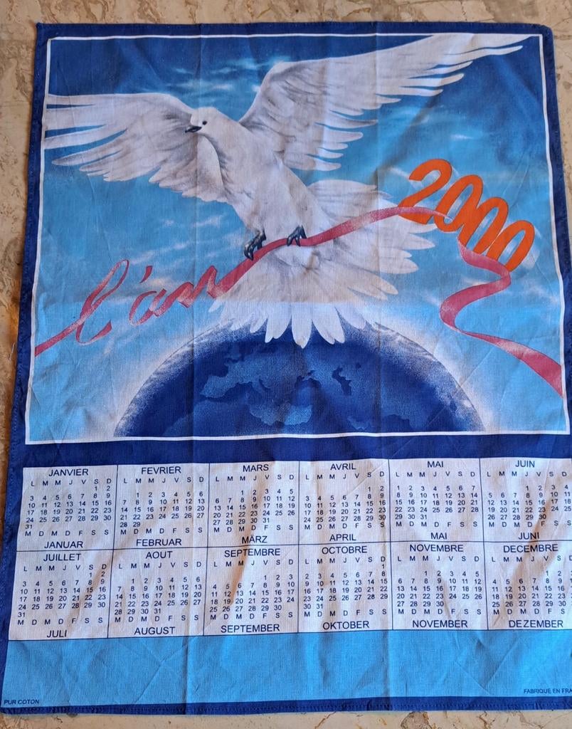 Vintage kalender theedoek katoen Frans schoon keuken, Ophalen of Verzenden