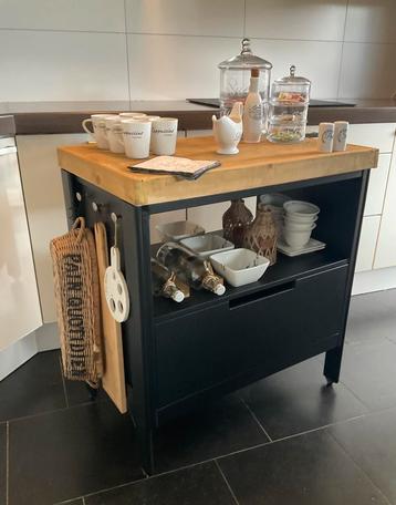 Keukentrolley Zwart & Wagondelen Wood & Flessen Trolley beschikbaar voor biedingen