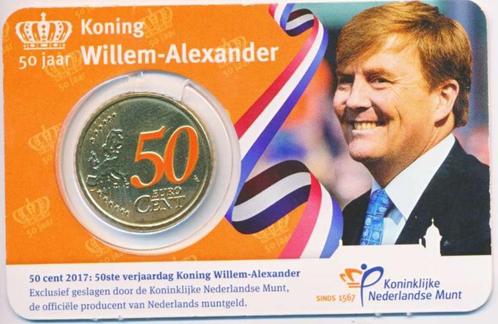 Nederland 50 cent 2017 dubbelzijdig in kleur Willem Alexande, Postzegels en Munten, Munten | Nederland, Losse munt, Euro's, Ophalen of Verzenden