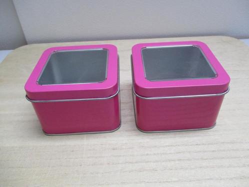 Roze blikjes - vierkant, Verzamelen, Blikken, Zo goed als nieuw, Overige, Overige merken, Ophalen of Verzenden