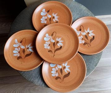 5 Vintage Saint Amand diner bruin borden 25.5 cm beschikbaar voor biedingen