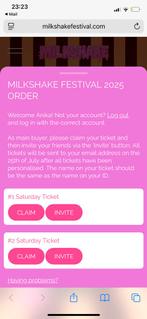 Milkshake ticket kaartje zaterdag twee 2, Tickets en Kaartjes, Evenementen en Festivals, Eén persoon