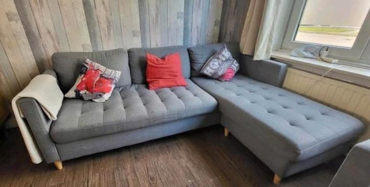 *(moet snel weg)* Grijze Hoekbank en fauteuil, Huis en Inrichting, Banken | Complete zithoeken, Zo goed als nieuw, Stof, Ophalen of Verzenden