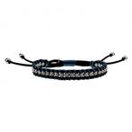 Macramé Armband Unisex Gewaxt Leerdraad Navi Blauw-Zwart RVS, Birgitta-Gracht 33, 6465 EL Kerkrade, Nederland, Verzenden, Zwart
