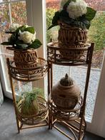 Prachtig vintage plantenrek rotan bamboe plantenstandaard, Ophalen, Zo goed als nieuw