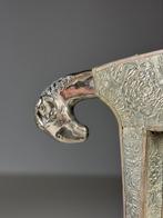 Anglo Indian Dowry Stoelen 1950 set van 4, Huis en Inrichting, Stoelen, Ophalen, Gebruikt, Bruin, Stof