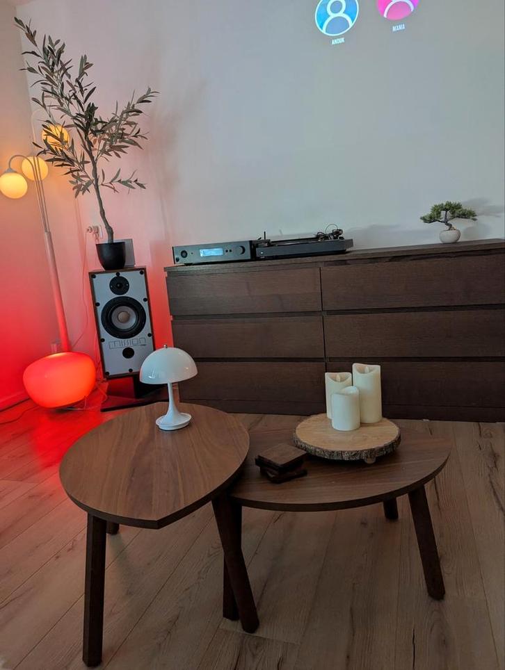 Ikea stockholm walnootfineer salontafels, Huis en Inrichting, Tafels | Salontafels, Zo goed als nieuw, Minder dan 50 cm, 50 tot 100 cm