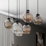 Zes bollen eettafellamp rookglas, Huis en Inrichting, Lampen | Hanglampen, Minder dan 50 cm, Ophalen of Verzenden, Zo goed als nieuw