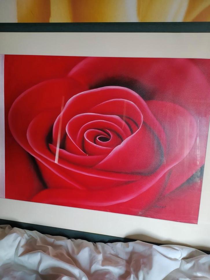 groot schilderij rode roos van Ancel, Antiek en Kunst, Kunst | Schilderijen | Abstract, Ophalen