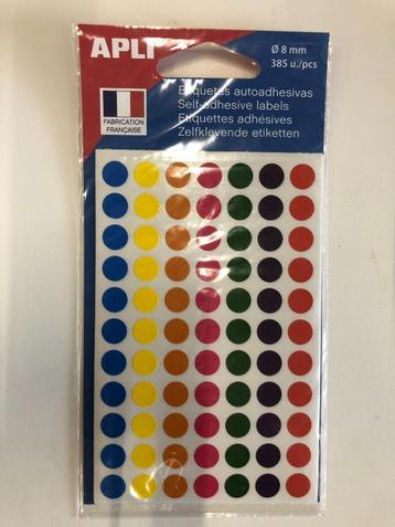 Etiketten 8 mm assorti Apli 2092 beschikbaar voor biedingen