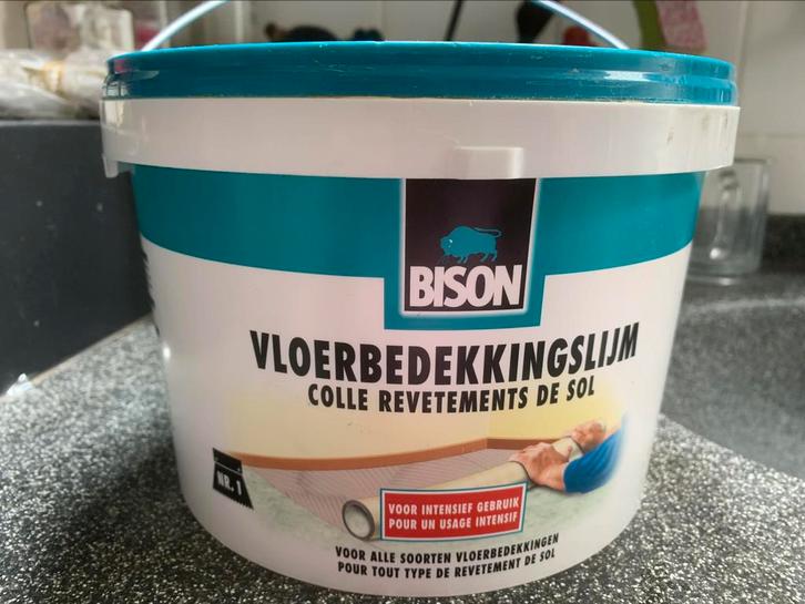 Bison vloerbedekkingslijm emmer 4kg, Doe-het-zelf en Verbouw, Verf, Beits en Lak, Zo goed als nieuw, Verf, Minder dan 5 liter