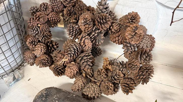 Dennenappel krans natuurlijke decoratie, Huis en Inrichting, Woonaccessoires | Kransen, Nieuw, Ophalen