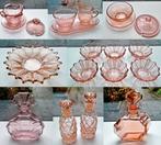 8x Antiek Roze Glas oa Schaal Parfumfles Jampot - Zie Omschr, Antiek en Kunst, Ophalen of Verzenden