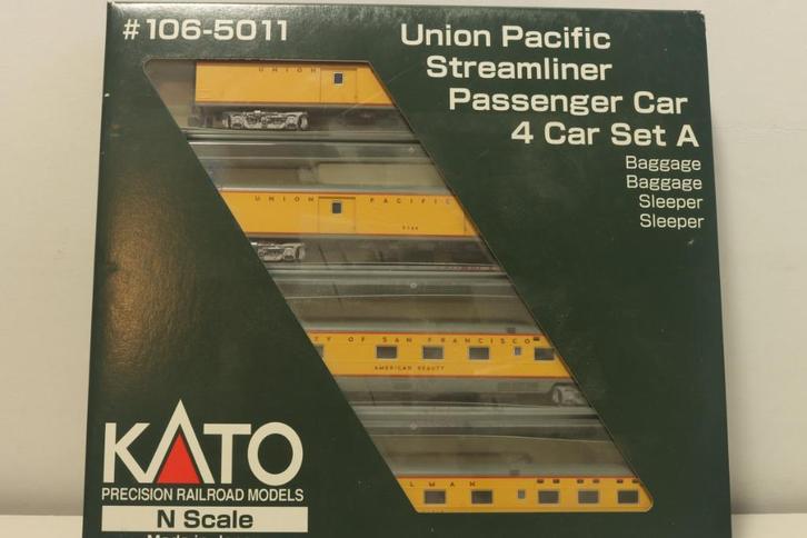 4-delige stroomlijnwagenset, geel, Union Pacific, Hobby en Vrije tijd, Modeltreinen | N-Spoor, Nieuw, Wagon, Gelijkstroom, Overige merken