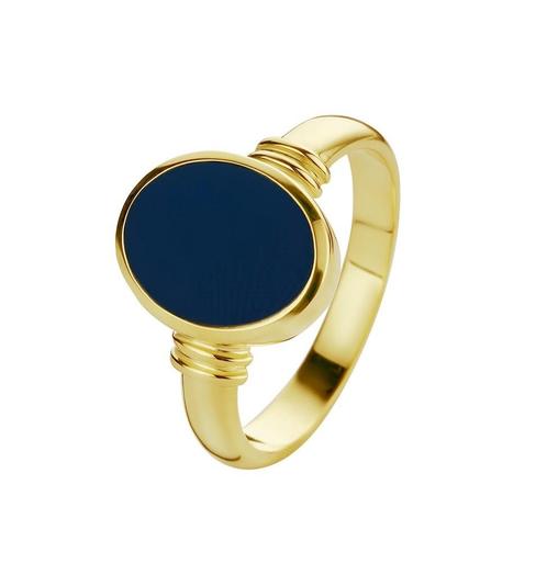 14 K Gouden Dames Zegelring Blauwlagen Steen (ovaal), Sieraden, Tassen en Uiterlijk, Ringen, Nieuw, Dame, 17 tot 18, Goud, Goud