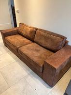 Leren/Stoffen Driezitsbank, Huis en Inrichting, Banken | Bankstellen, Ophalen, Gebruikt, Driepersoons, Rechte bank